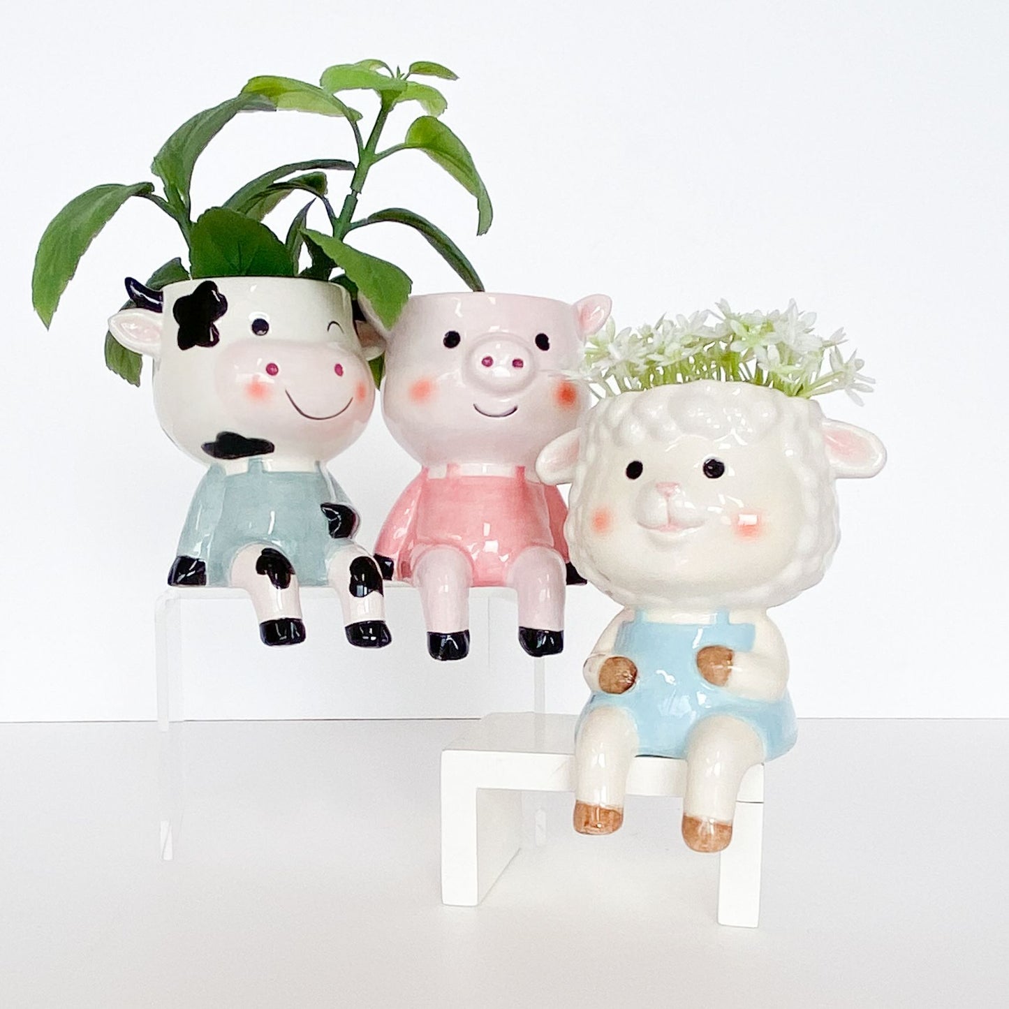 Sitting Farm Animal Planters