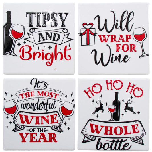 Set of 4 Ceramic Christmas Coasters