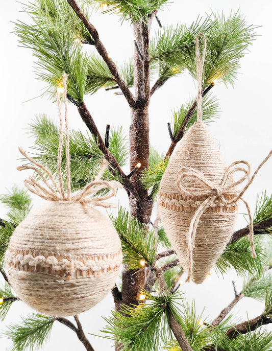 Rattan Bauble + Teardrop Hanging Decoration